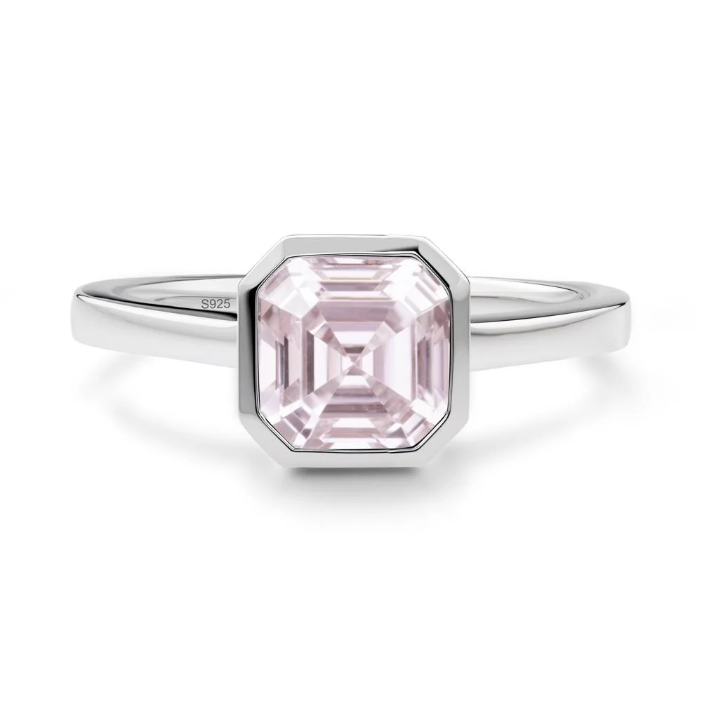 Pink Cubic Zirconia Asscher Bezel Ring