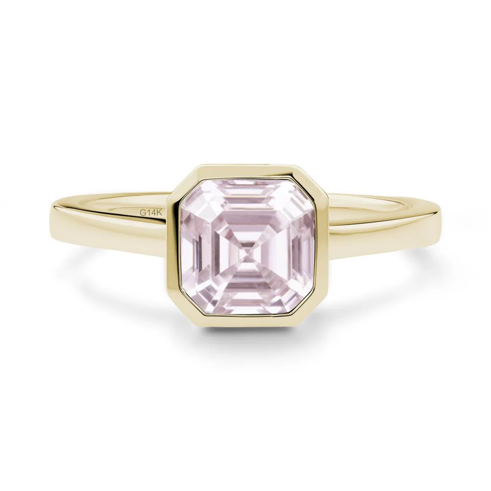 Pink Cubic Zirconia Asscher Bezel Ring - Image 3