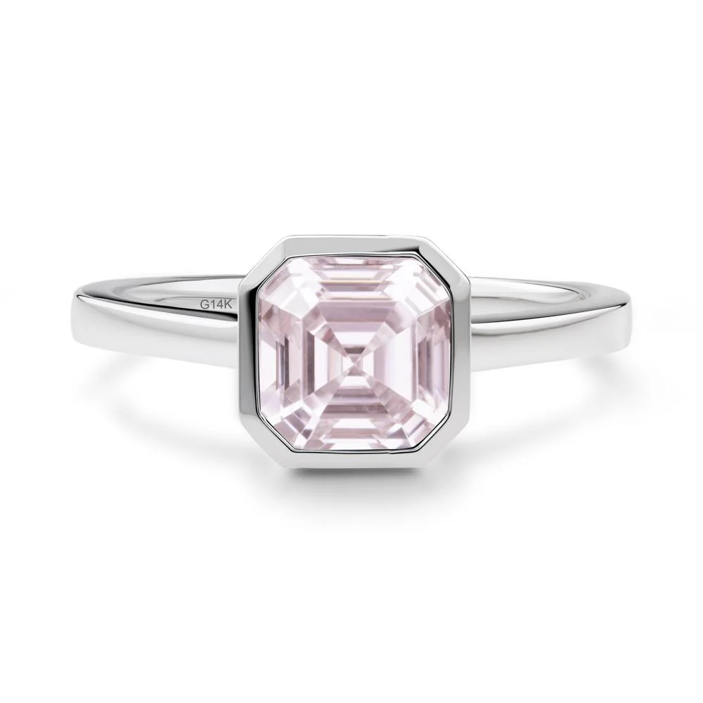 Pink Cubic Zirconia Asscher Bezel Ring - Image 4