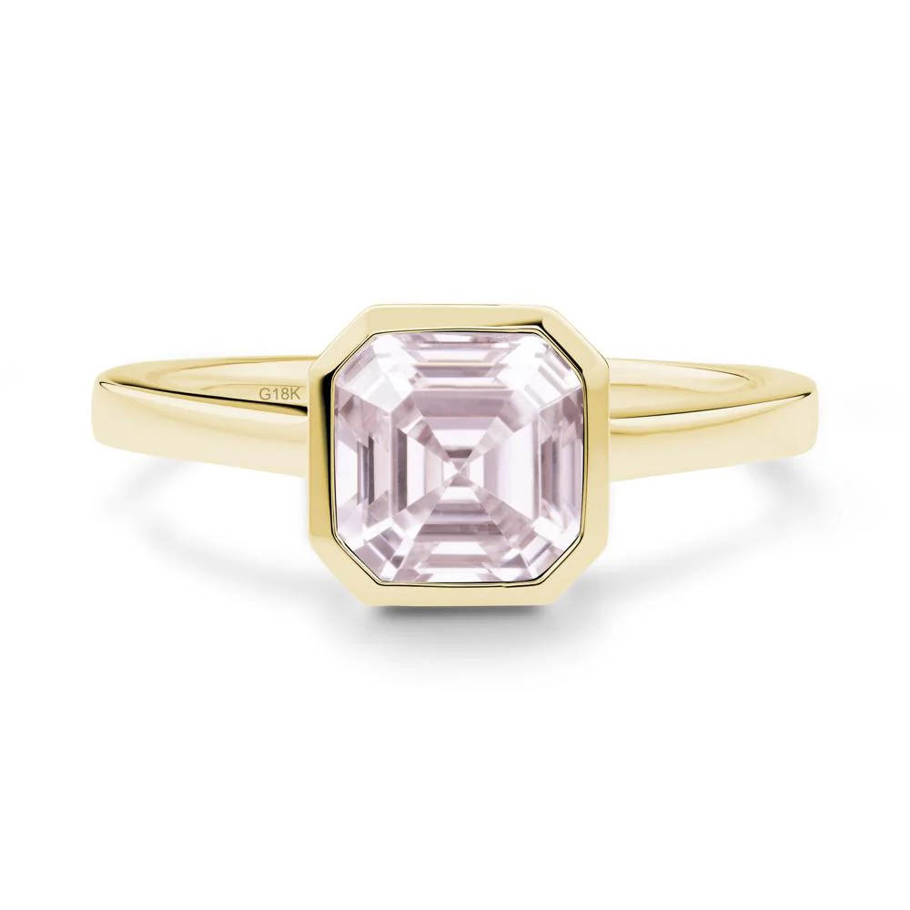 Pink Cubic Zirconia Asscher Bezel Ring - Image 5