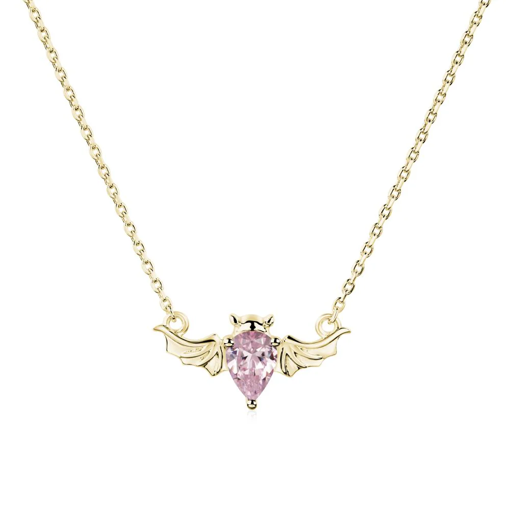 Pink Cubic Zirconia Bat Necklace Pendant - Image 6