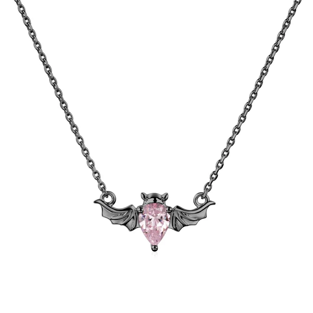 Pink Cubic Zirconia Bat Necklace Pendant - Image 7