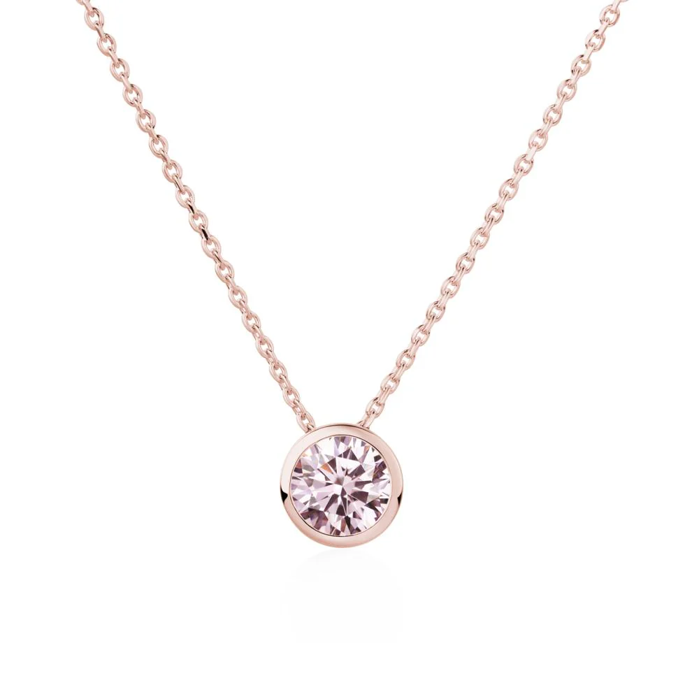 Pink Cubic Zirconia Bezel Solitaire Necklace - Image 4