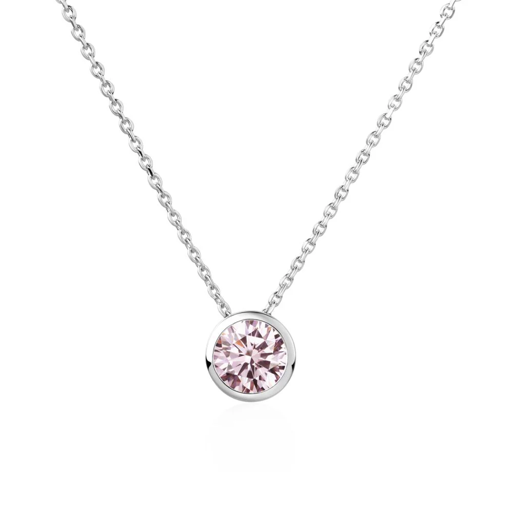 Pink Cubic Zirconia Bezel Solitaire Necklace - Image 9