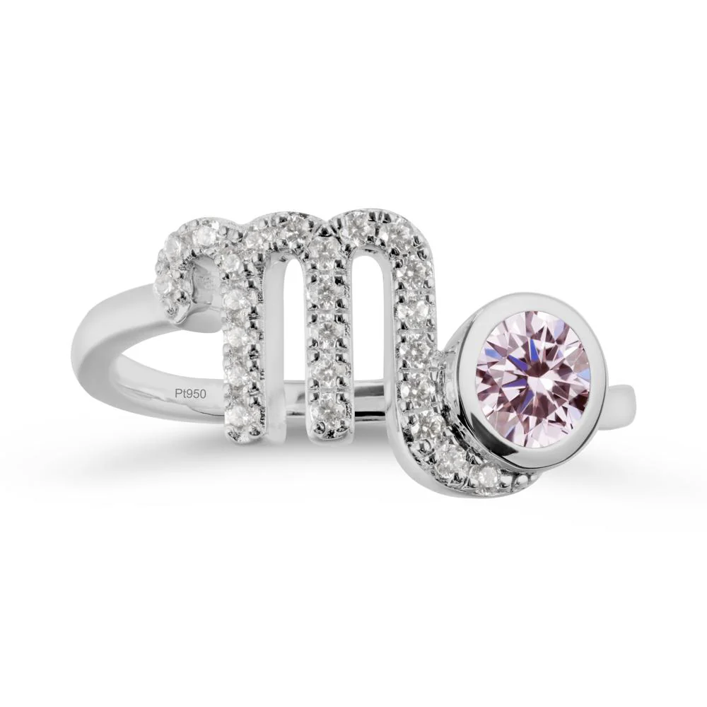 Pink Cubic Zirconia Bypass Scorpio Zodiac Ring-Resourceful & Brave