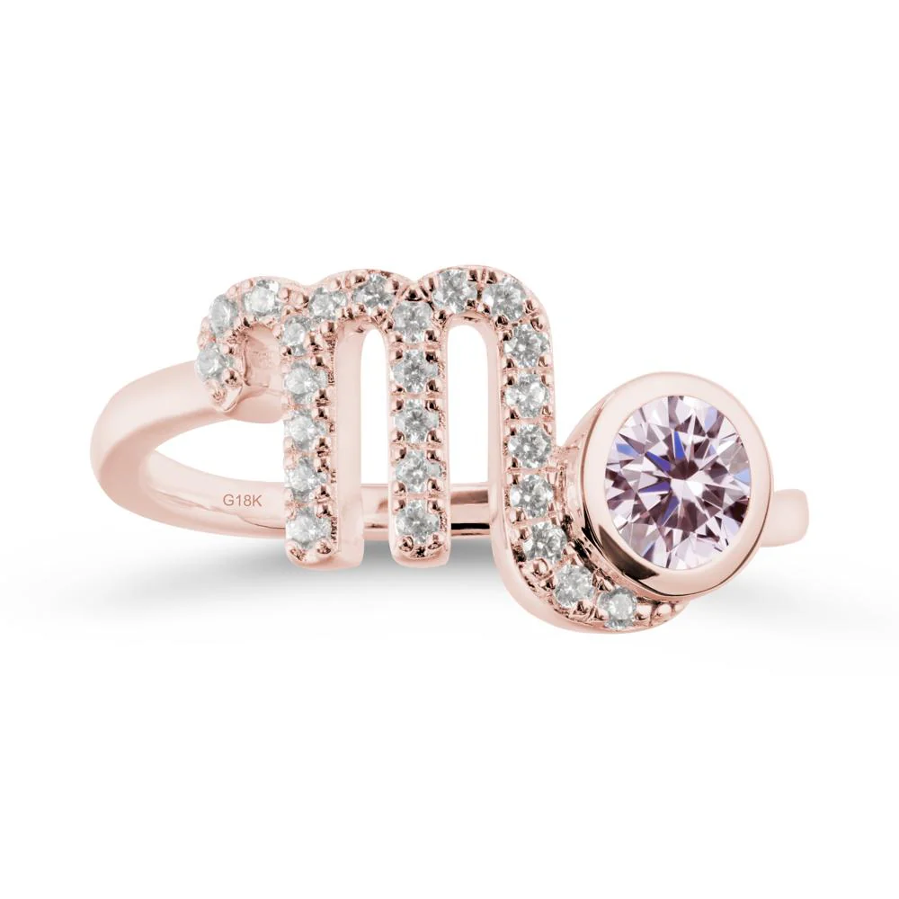 Pink Cubic Zirconia Bypass Scorpio Zodiac Ring-Resourceful & Brave - Image 5