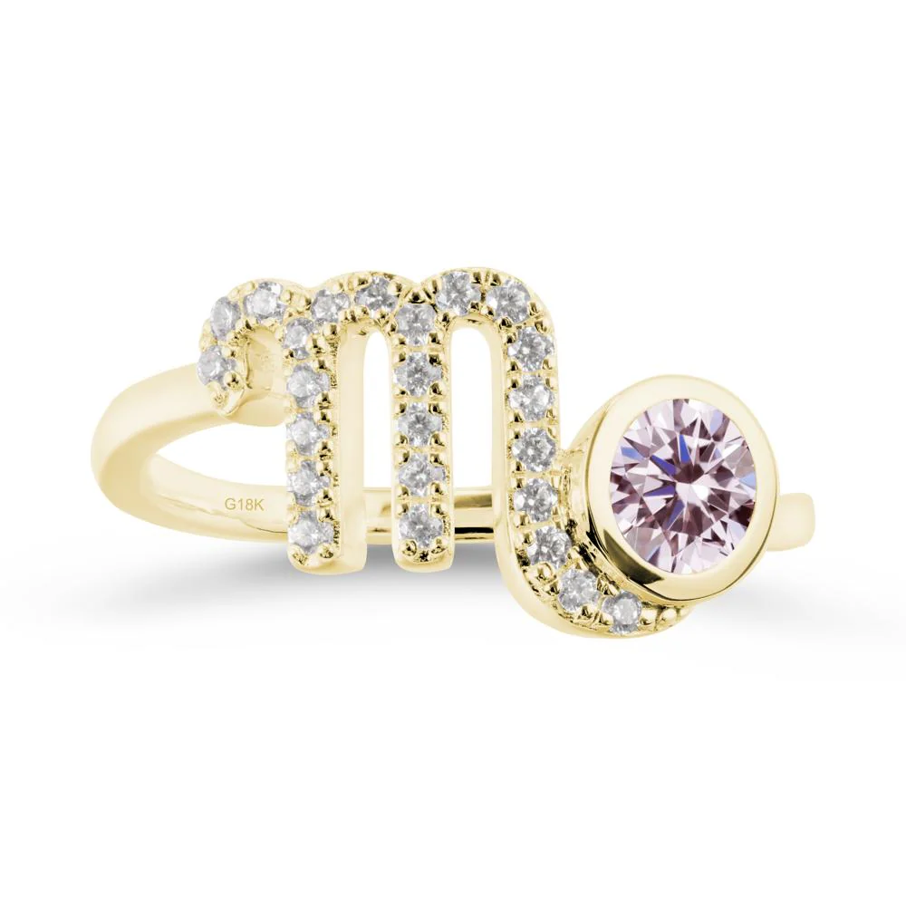 Pink Cubic Zirconia Bypass Scorpio Zodiac Ring-Resourceful & Brave - Image 7