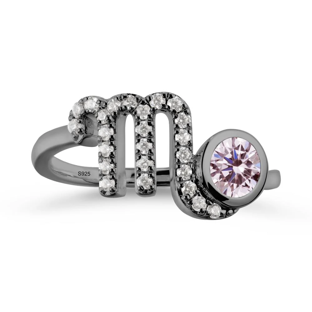 Pink Cubic Zirconia Bypass Scorpio Zodiac Ring-Resourceful & Brave - Image 8