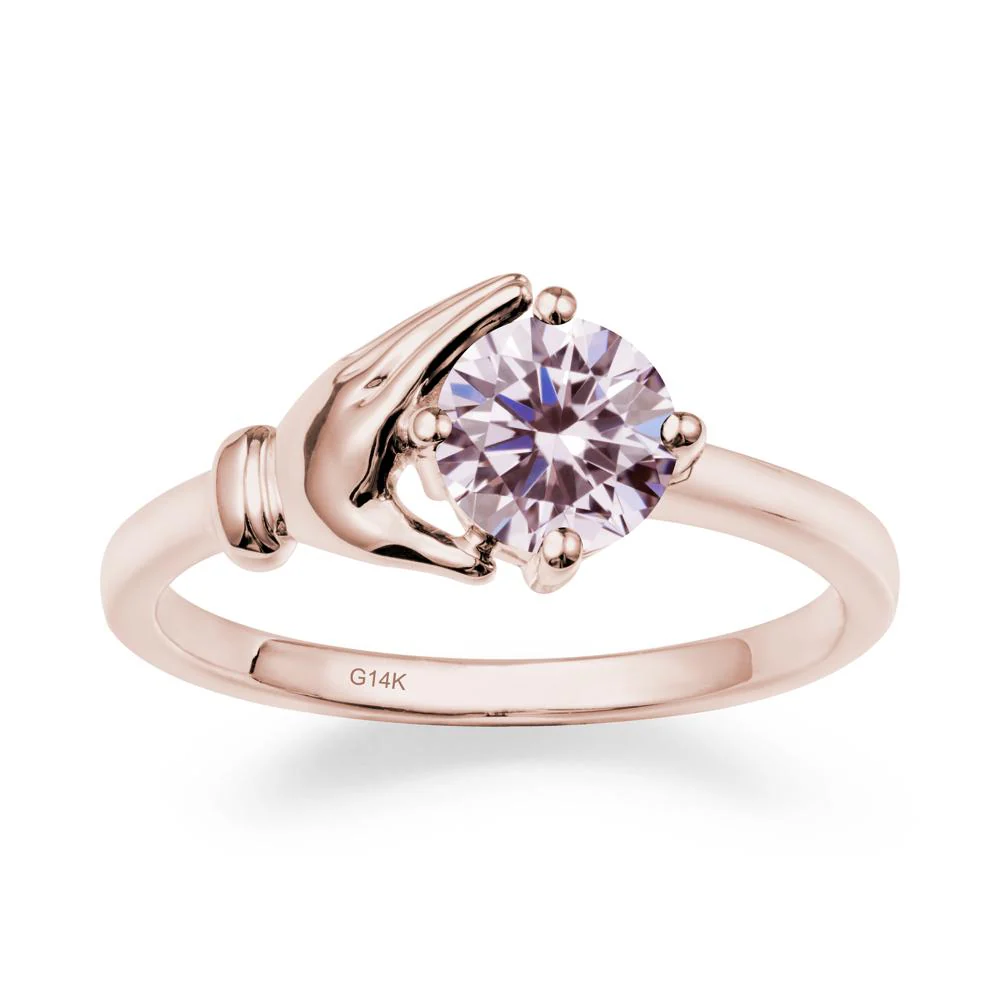Pink Cubic Zirconia Hand Shaped Ring - Image 2