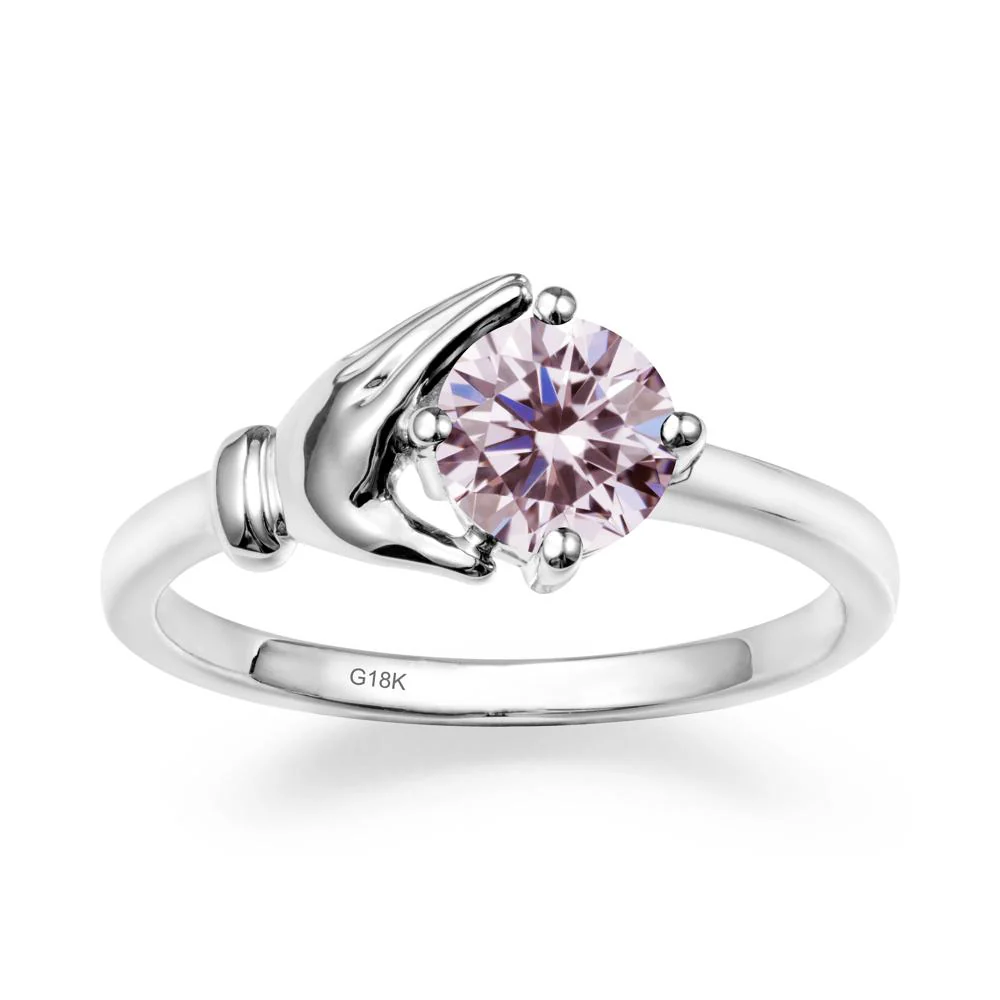 Pink Cubic Zirconia Hand Shaped Ring - Image 5