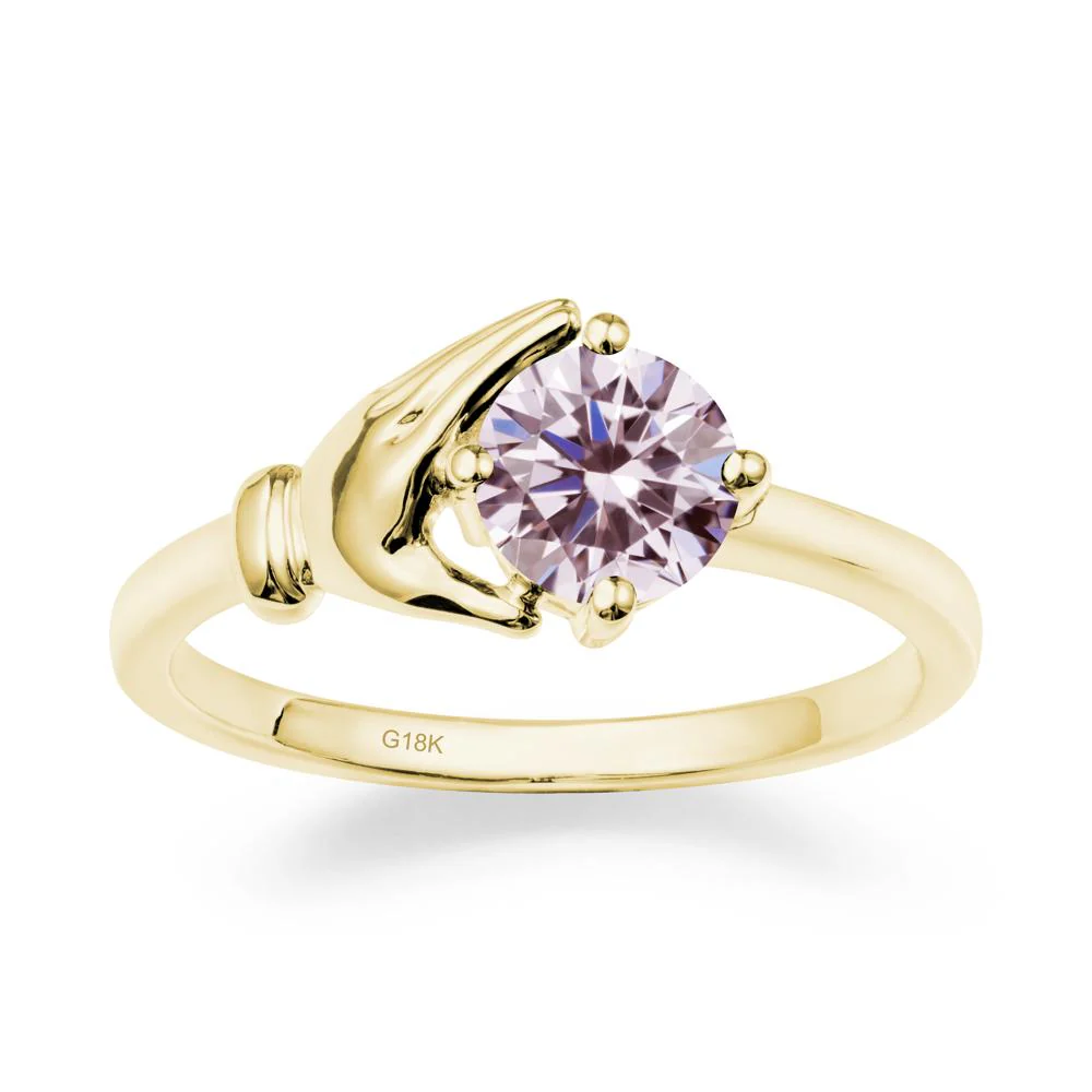Pink Cubic Zirconia Hand Shaped Ring - Image 6