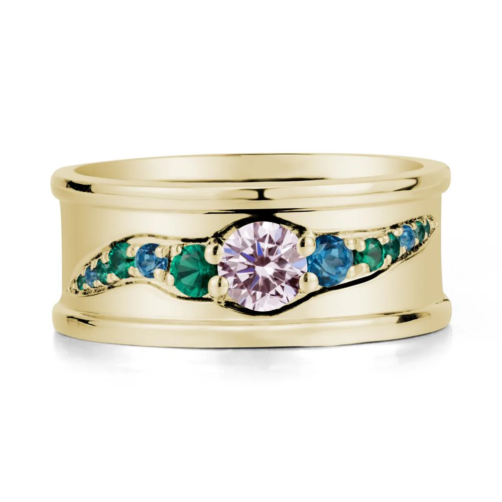 Pink Cubic Zirconia Multi Stone Men Ring - Image 3