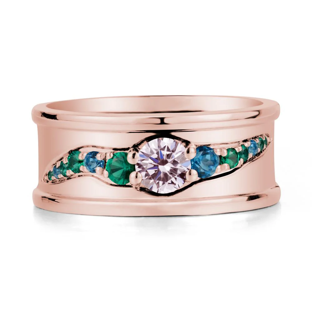 Pink Cubic Zirconia Multi Stone Men Ring - Image 4