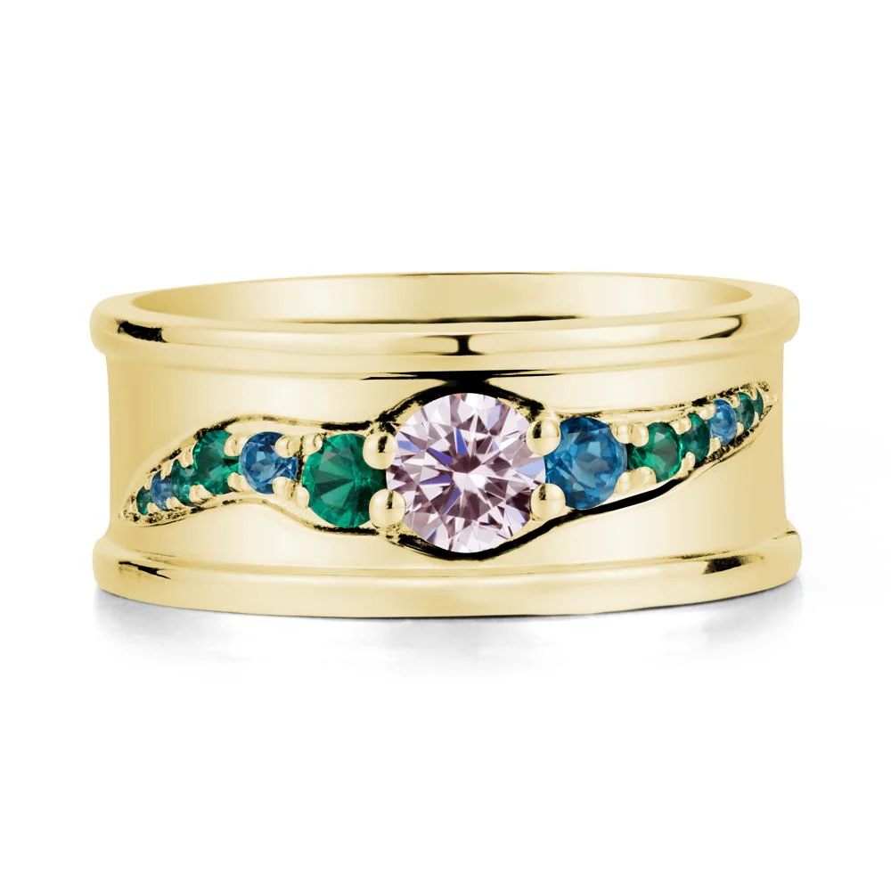 Pink Cubic Zirconia Multi Stone Men Ring - Image 6