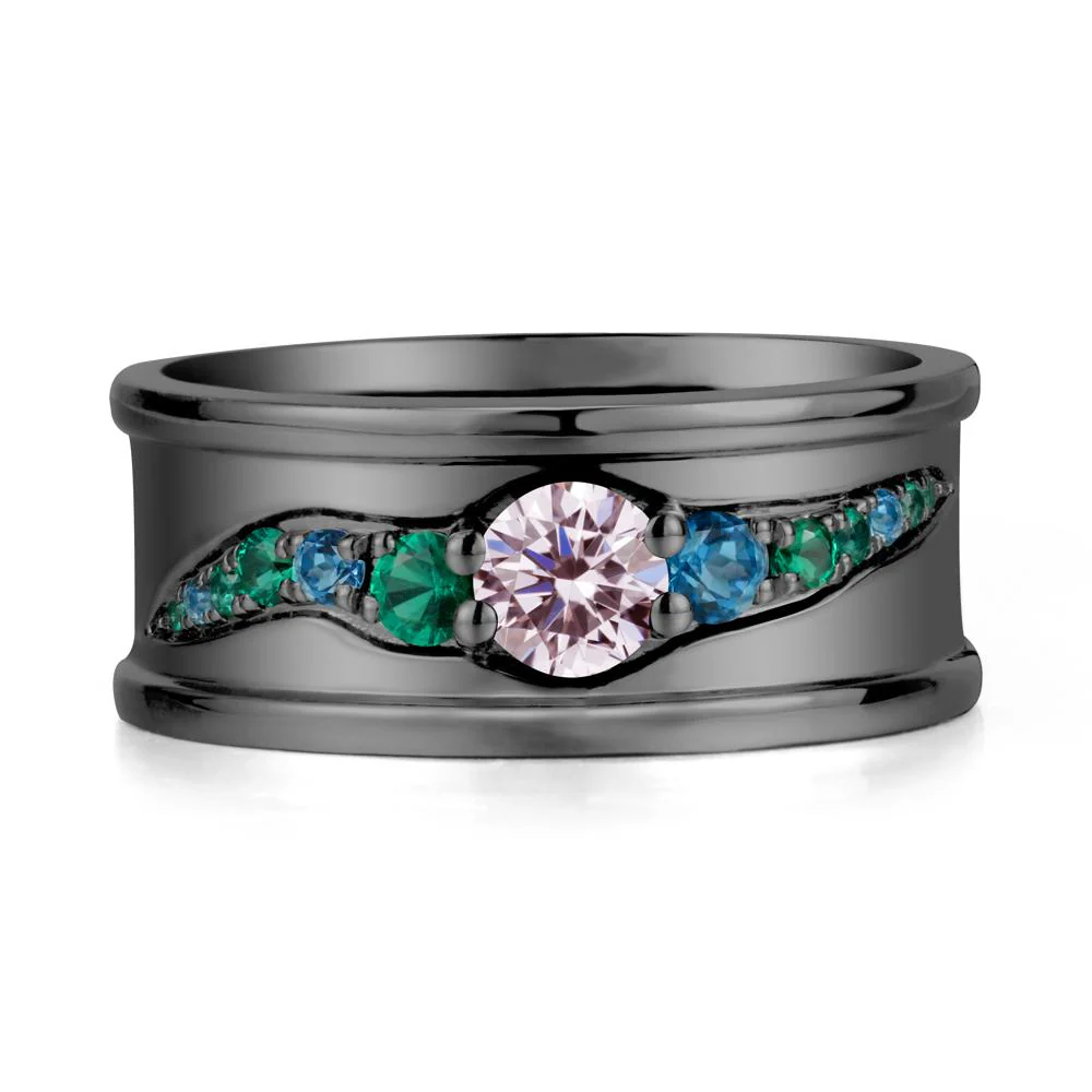 Pink Cubic Zirconia Multi Stone Men Ring - Image 7