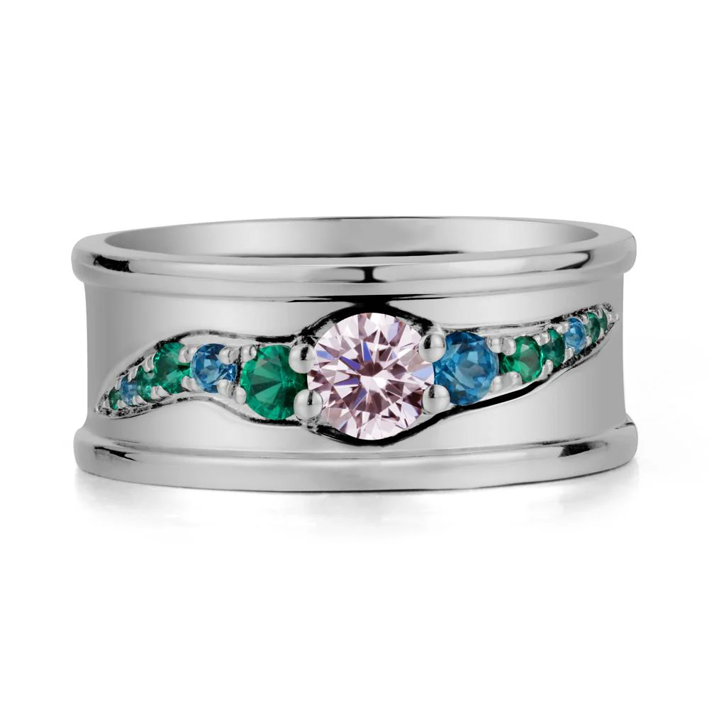 Pink Cubic Zirconia Multi Stone Men Ring - Image 8