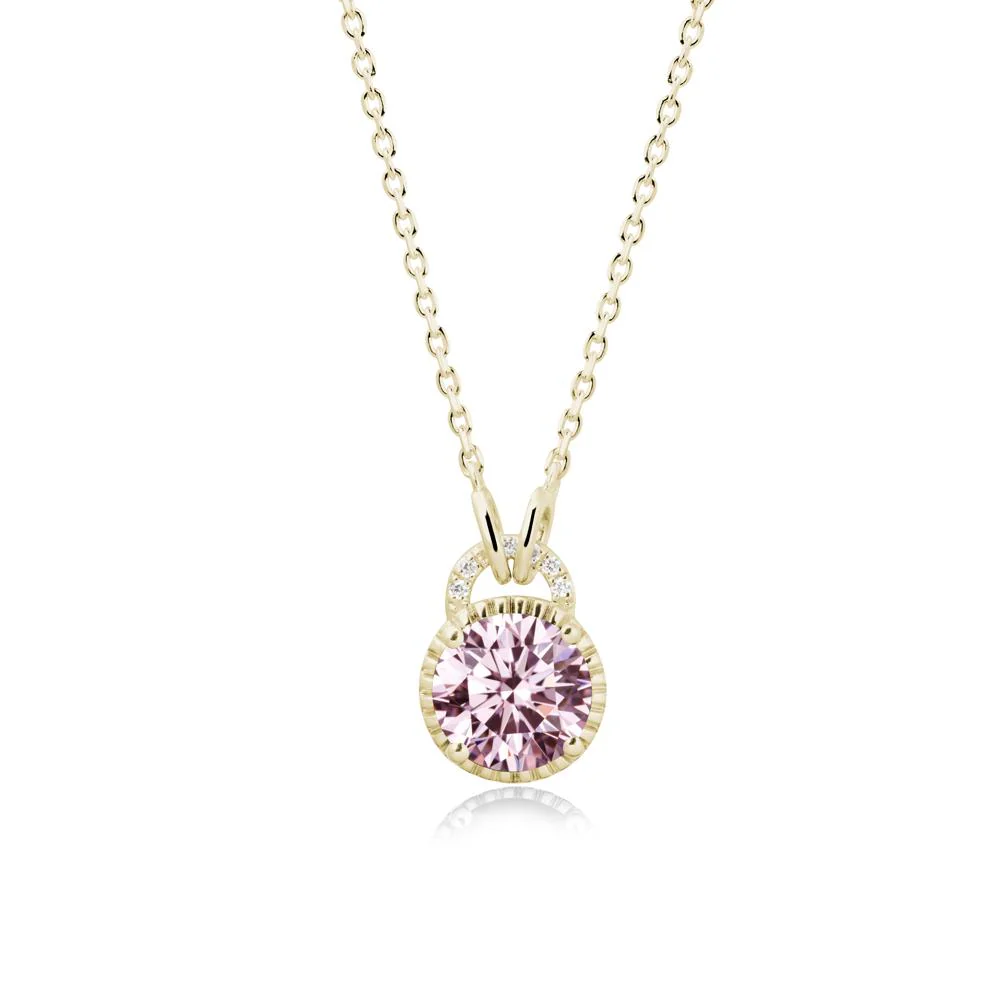 Pink Cubic Zirconia Pendant with Decorative Halo - Image 3