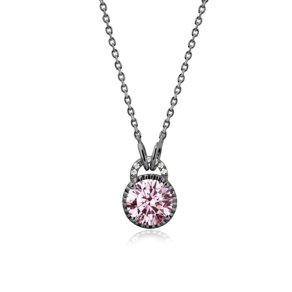 Pink Cubic Zirconia Pendant with Decorative Halo - Image 7