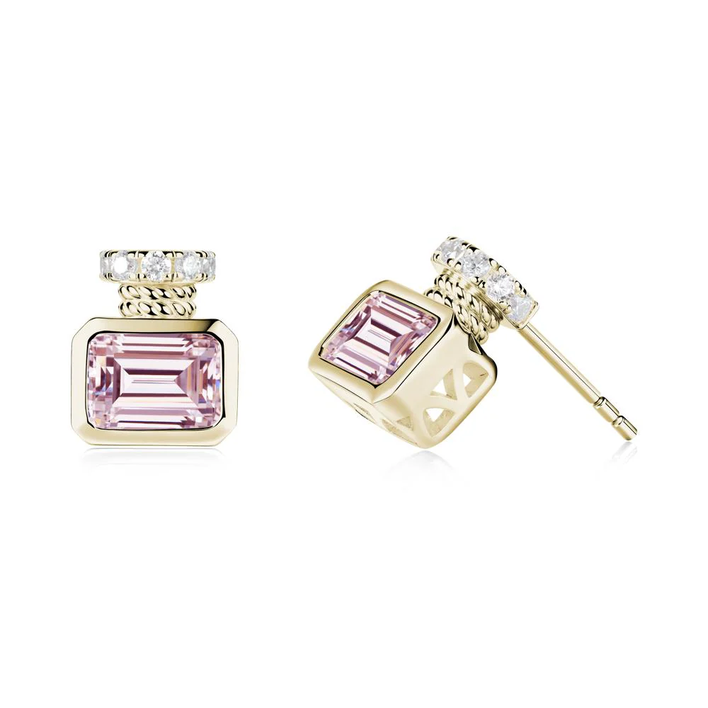 Pink Cubic Zirconia Perfume Bottle Design Earrings
