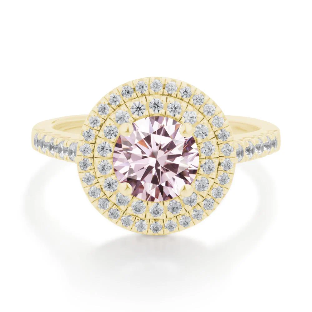 Pink Cubic Zirconia Ring Double Halo - Image 8