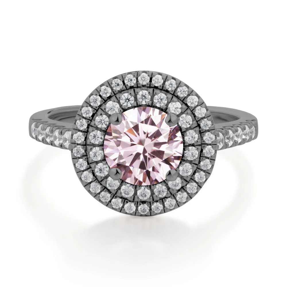 Pink Cubic Zirconia Ring Double Halo - Image 9