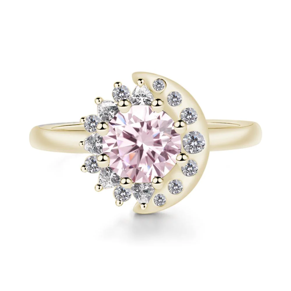 Pink Cubic Zirconia Sun and Moon Ring
