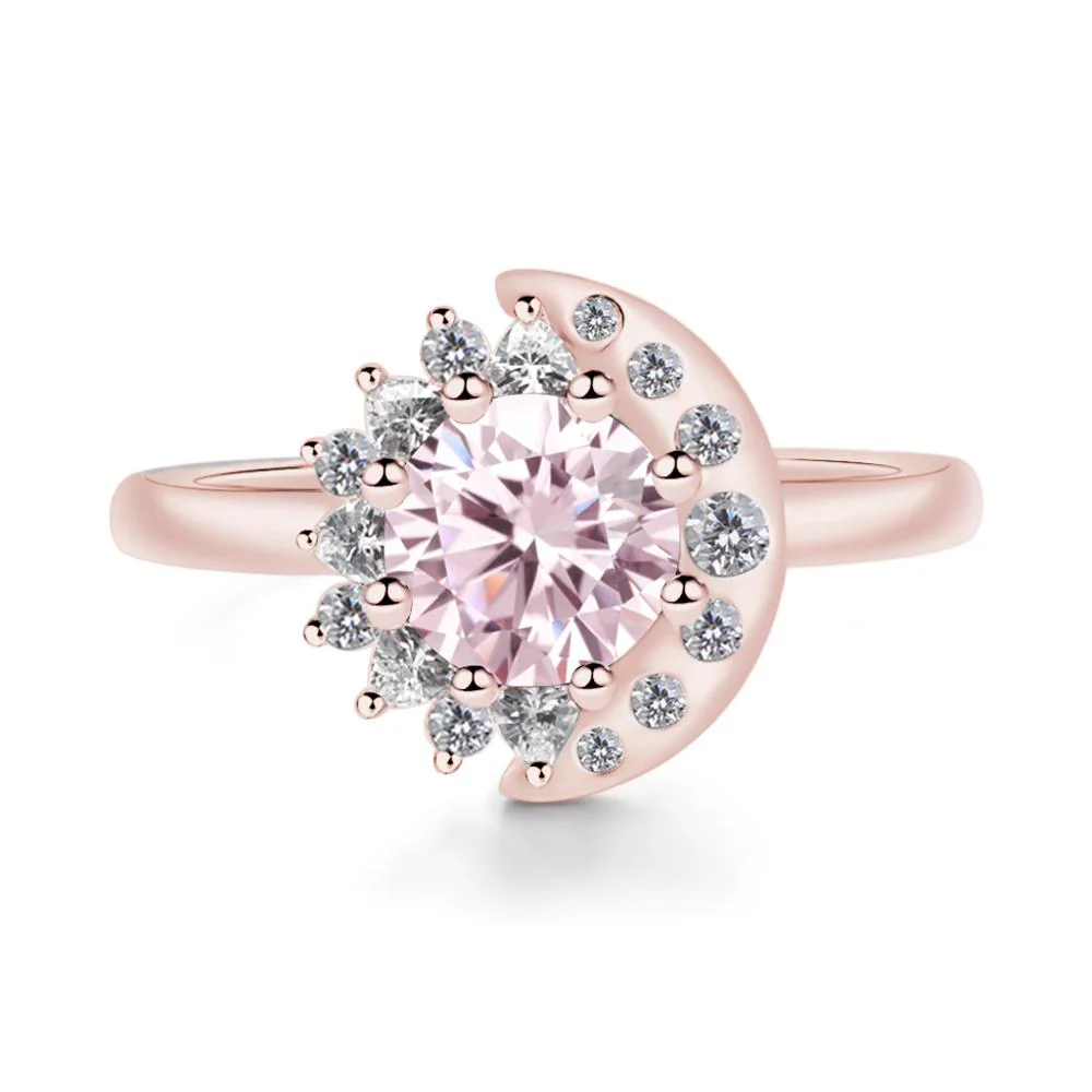 Pink Cubic Zirconia Sun and Moon Ring - Image 4