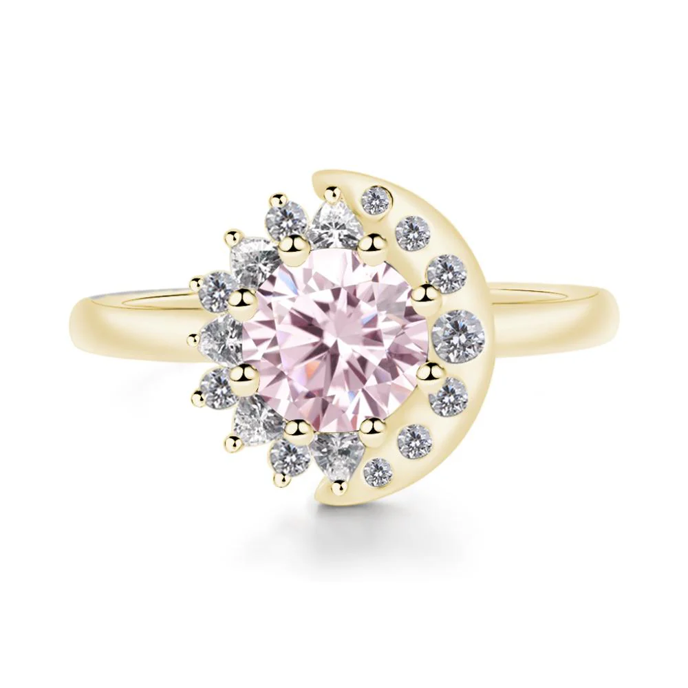 Pink Cubic Zirconia Sun and Moon Ring - Image 6