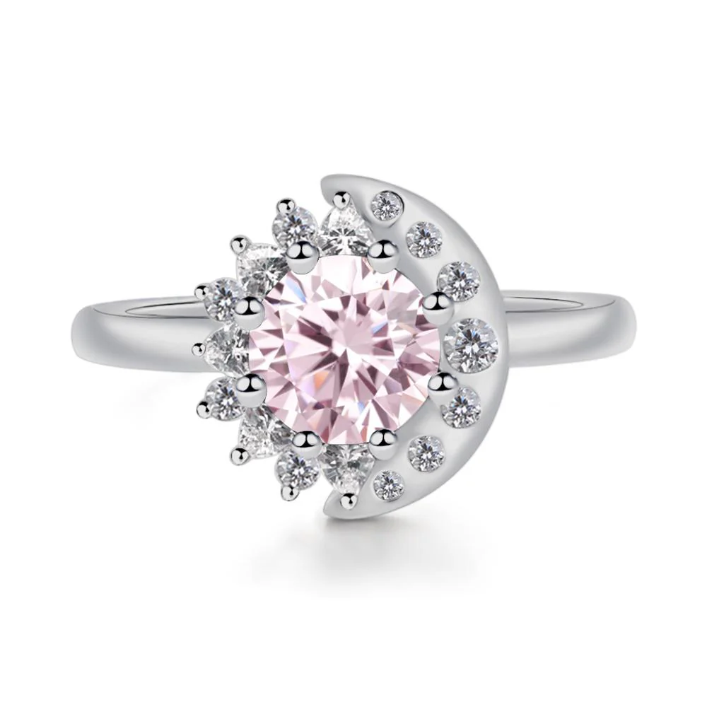 Pink Cubic Zirconia Sun and Moon Ring - Image 8