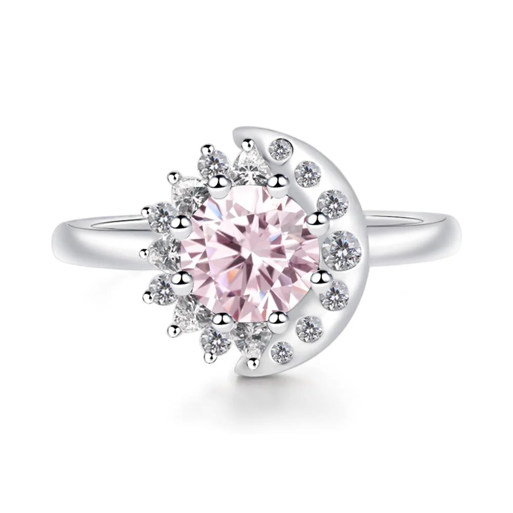 Pink Cubic Zirconia Sun and Moon Ring - Image 9