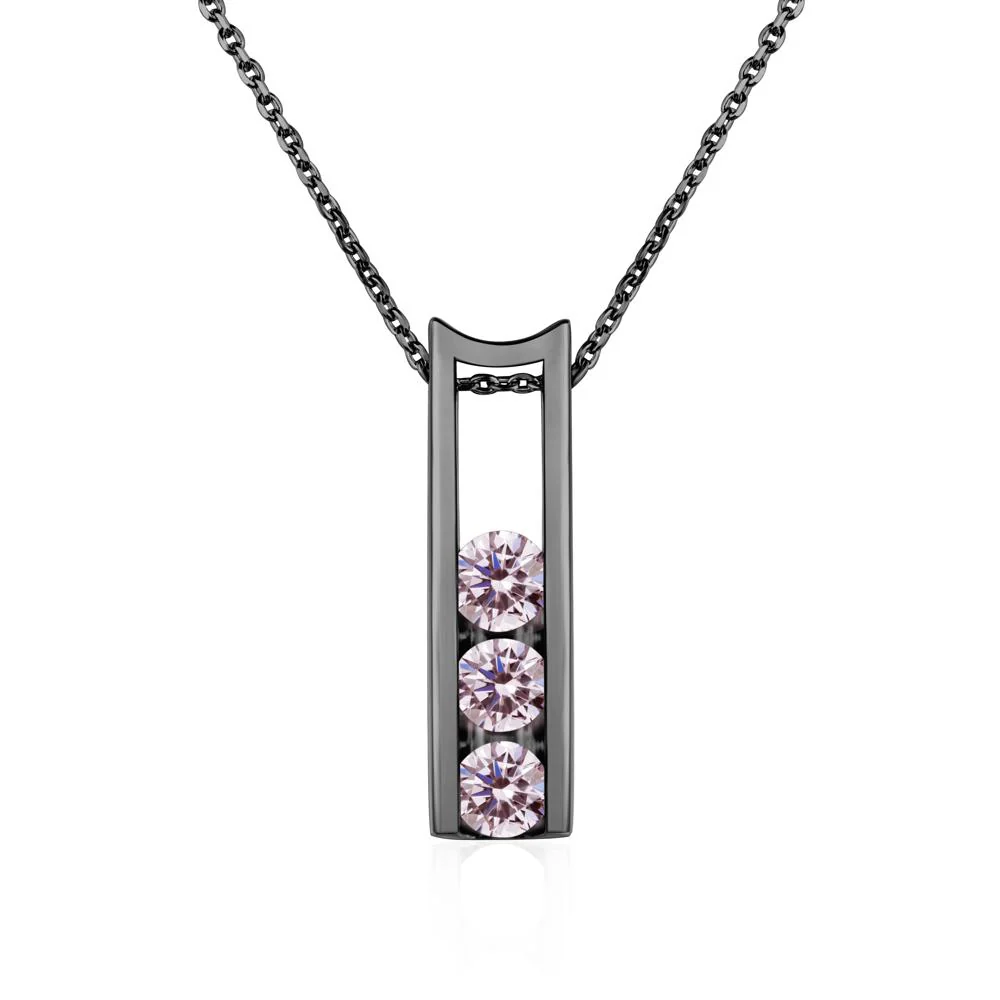 Pink Cubic Zirconia Three Stone Necklace