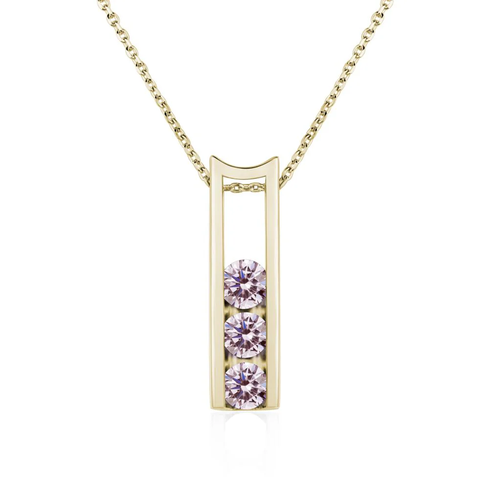 Pink Cubic Zirconia Three Stone Necklace - Image 4