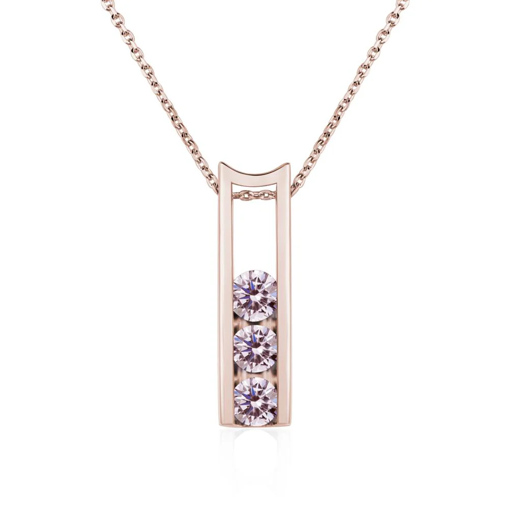 Pink Cubic Zirconia Three Stone Necklace - Image 5