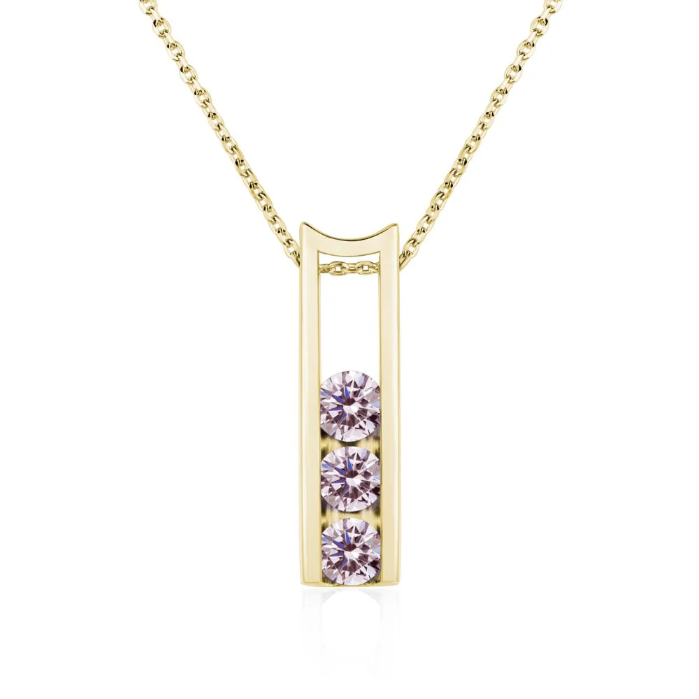 Pink Cubic Zirconia Three Stone Necklace - Image 8