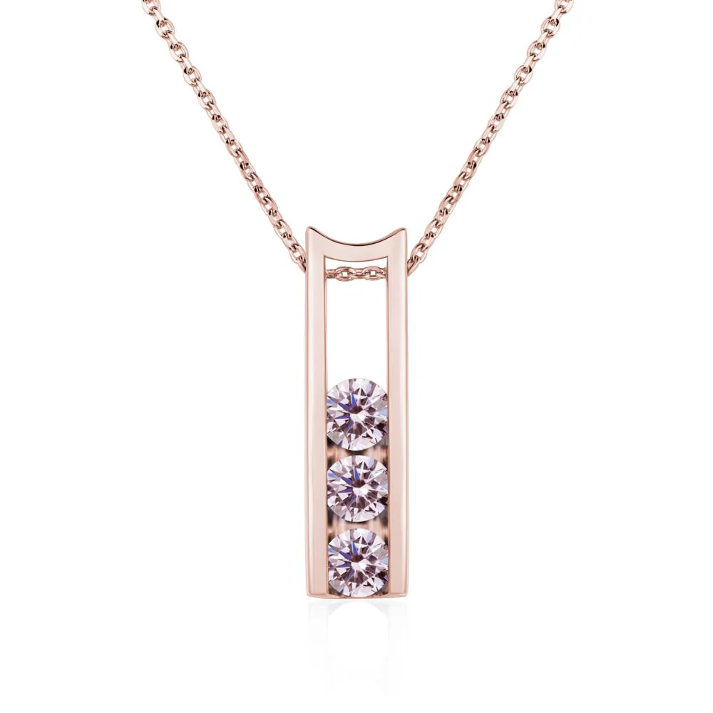 Pink Cubic Zirconia Three Stone Necklace - Image 9