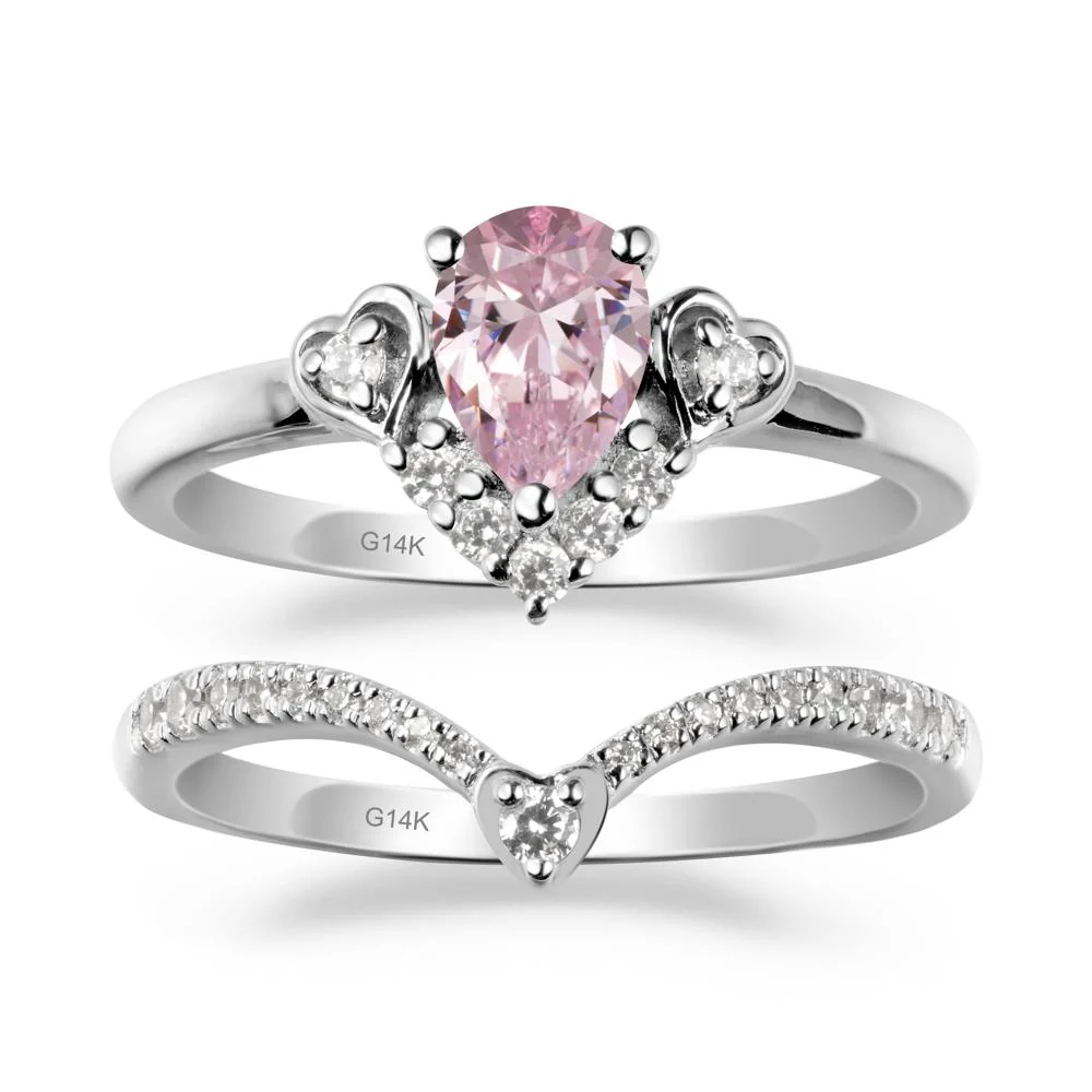 Pink Cubic Zirconia Tiara Ring Set - Image 2