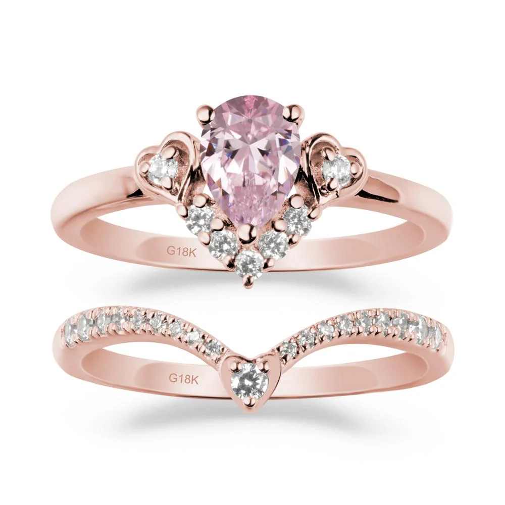 Pink Cubic Zirconia Tiara Ring Set - Image 4