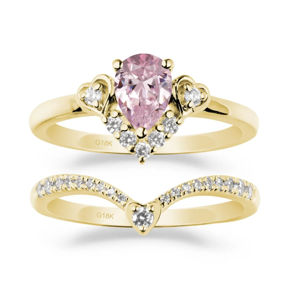 Pink Cubic Zirconia Tiara Ring Set - Image 6