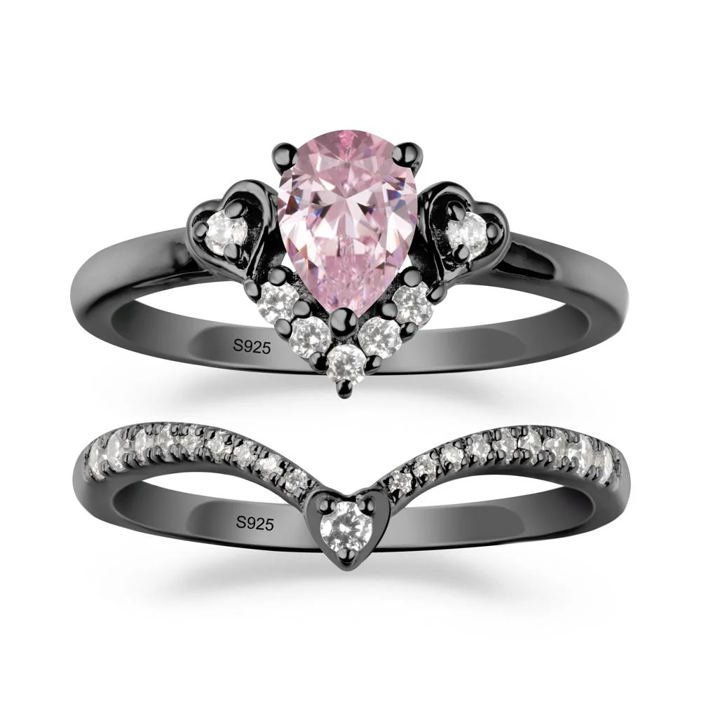 Pink Cubic Zirconia Tiara Ring Set - Image 7