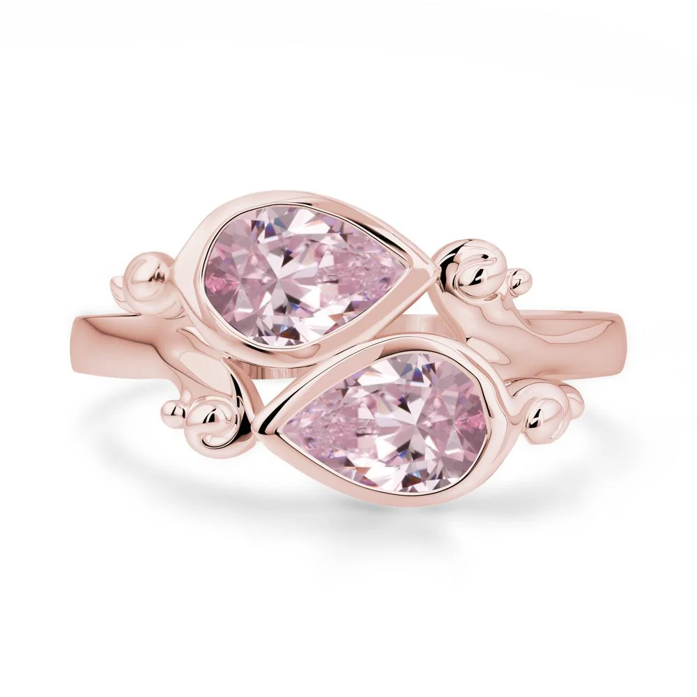 Pink Cubic Zirconia Two Stone Bezel Set Ring - Image 6