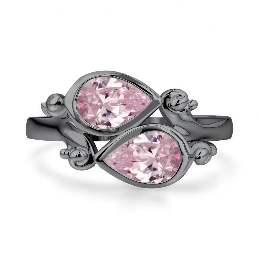 Pink Cubic Zirconia Two Stone Bezel Set Ring - Image 8