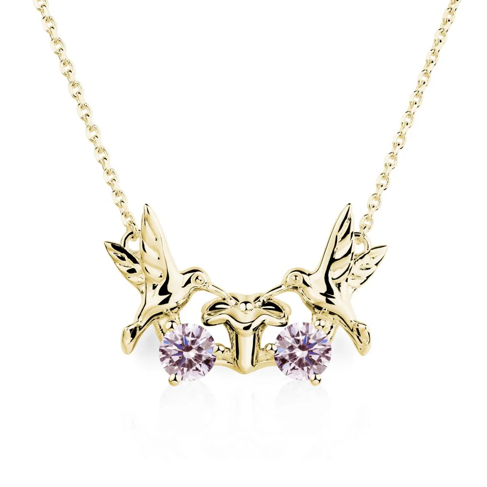 Pink Cubic Zirconia Two Stone Hummingbird Necklace - Image 8