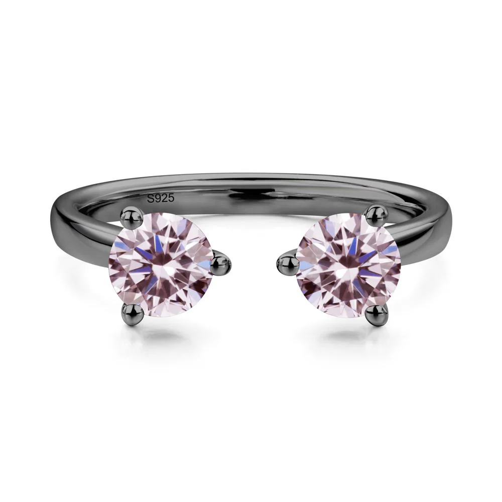Pink Cubic Zirconia Two Stone Open Ring - Image 2