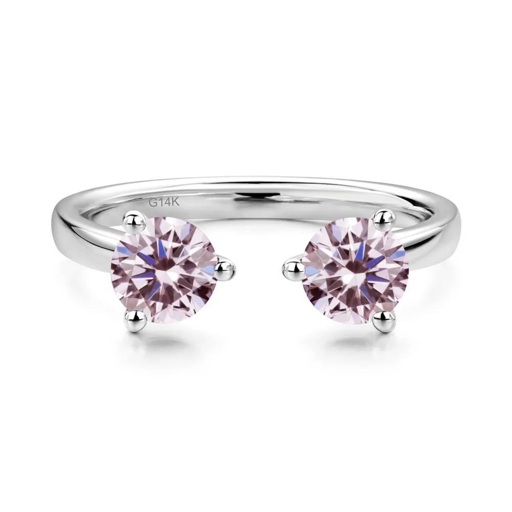 Pink Cubic Zirconia Two Stone Open Ring - Image 3