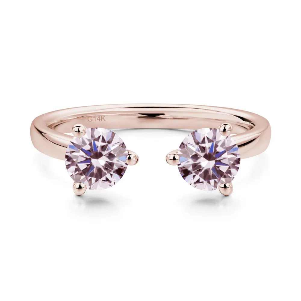 Pink Cubic Zirconia Two Stone Open Ring - Image 5