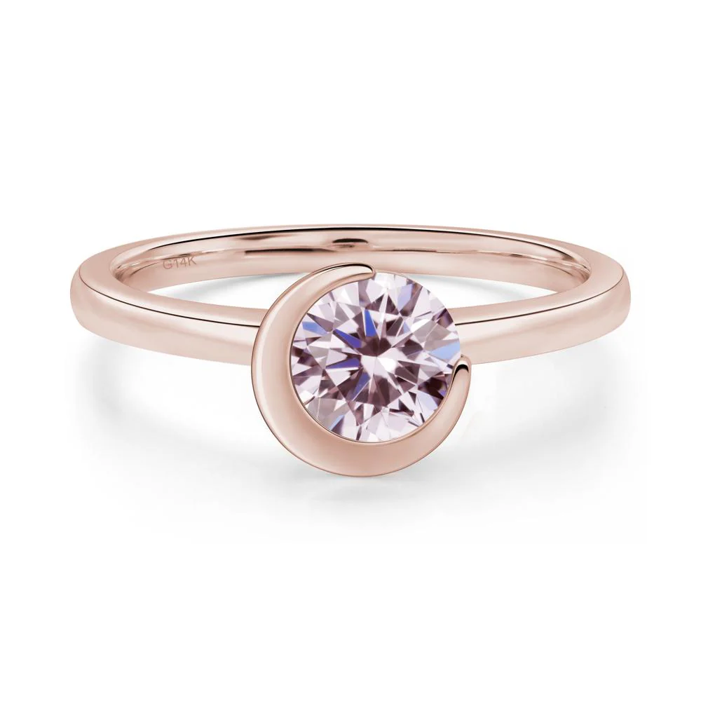 Pink Cubic Zirconia Unique Bezel Set Engagement Ring - Image 5