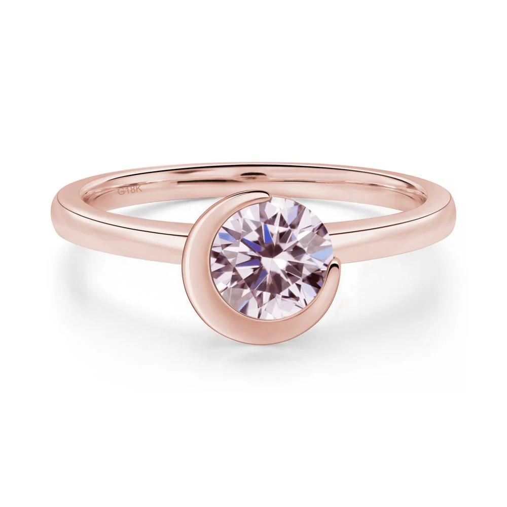 Pink Cubic Zirconia Unique Bezel Set Engagement Ring - Image 7