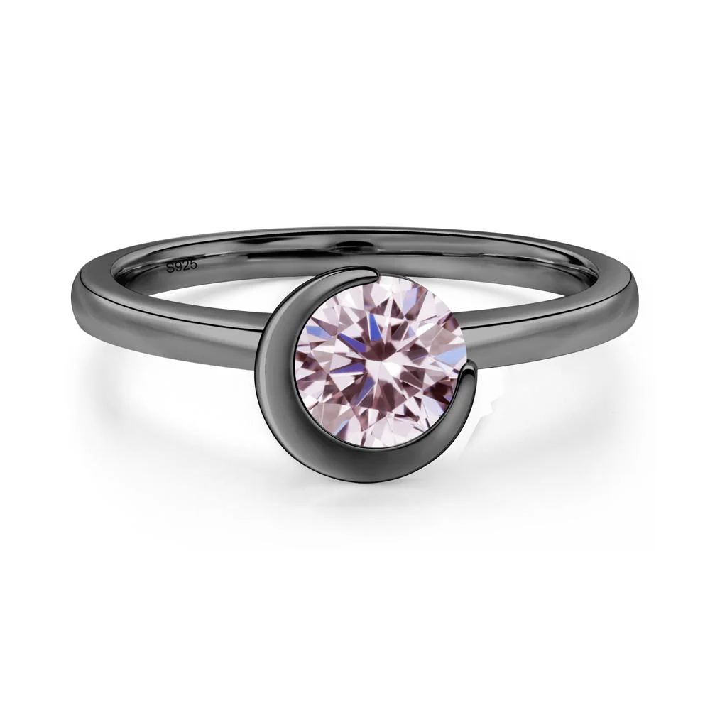 Pink Cubic Zirconia Unique Bezel Set Engagement Ring - Image 8