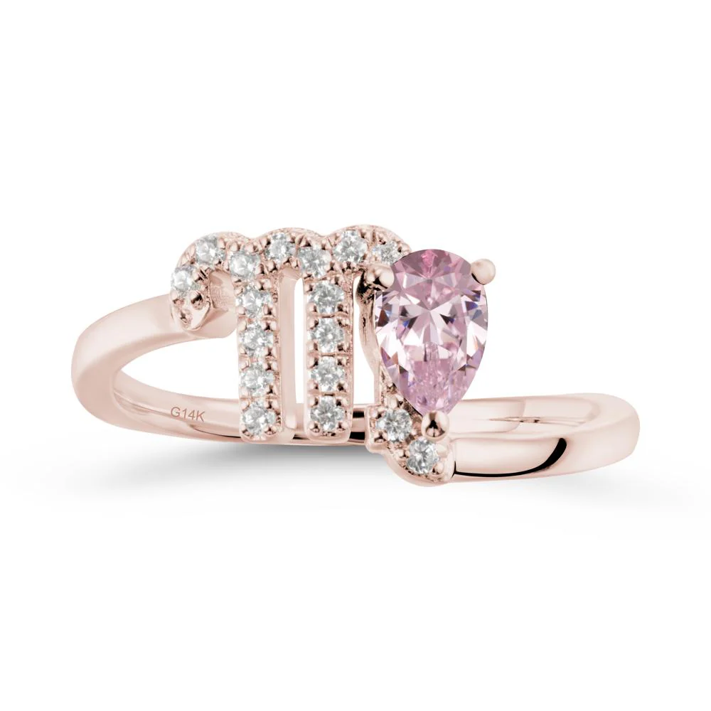 Pink Cubic Zirconia Virgo Zodiac Wraparound Ring - Image 2
