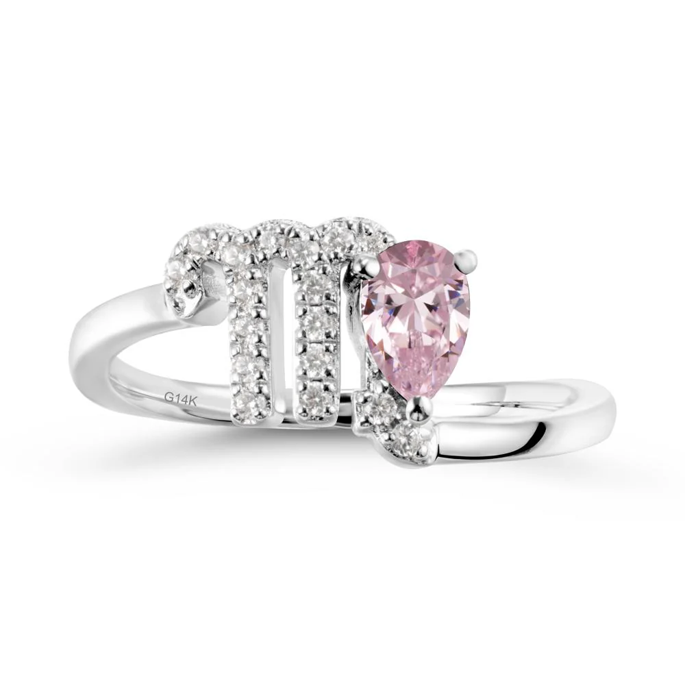 Pink Cubic Zirconia Virgo Zodiac Wraparound Ring - Image 3